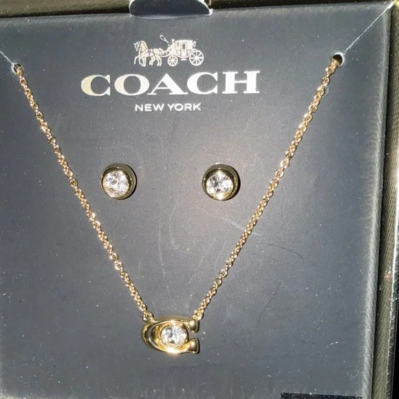 Coach Gold Necklace and Earring Set - Picture 2 of 6